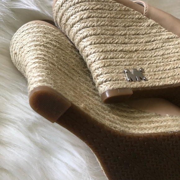MICHAEL Michael Kors Leather Espadrille Slingback Peep Toe Heels Sz 7.5 - Picture 7 of 15